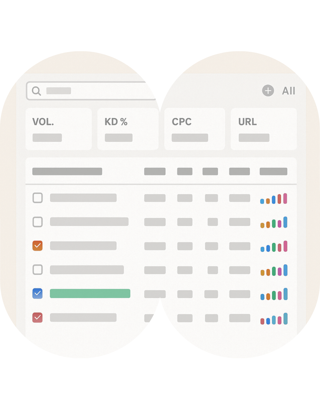 Sample Keyword Report Snippet Blurred preview of a keyword report or dashboard